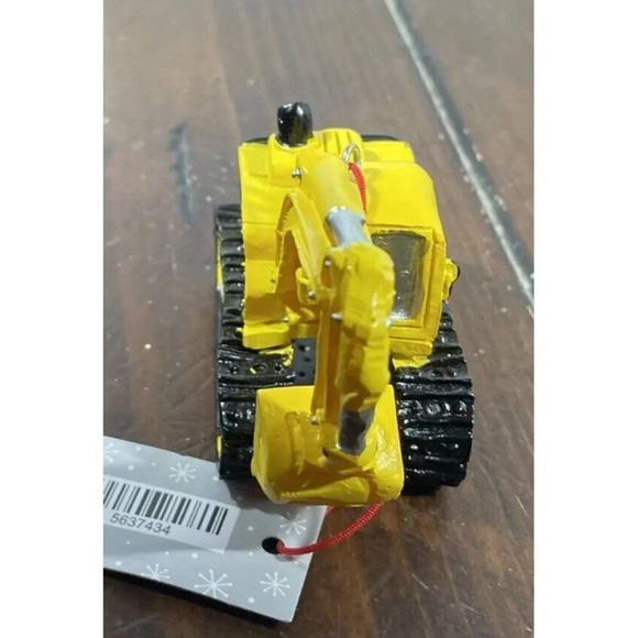 Backhoe Digger Black Yellow Christmas Holiday Ornament NWT Cake Topper - Picture 4 of 5